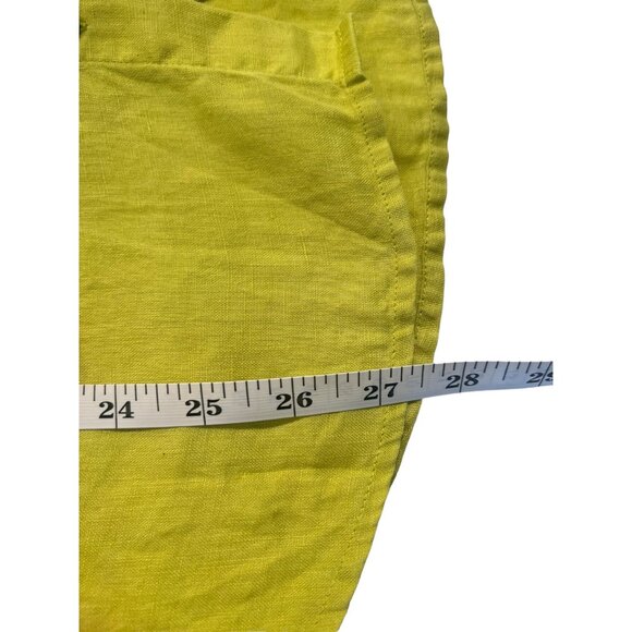J Jill Love Linen Lime Green Button Up Tunic Blouse Lagenlook Roll Tab Sleeves - Picture 6 of 11